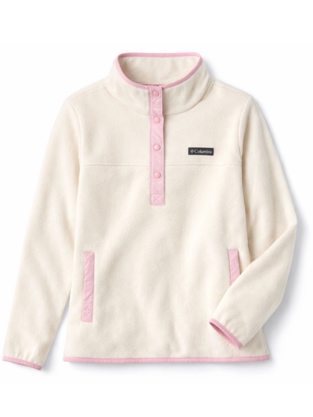 Columbia white teddy fleece quarter zip pull over